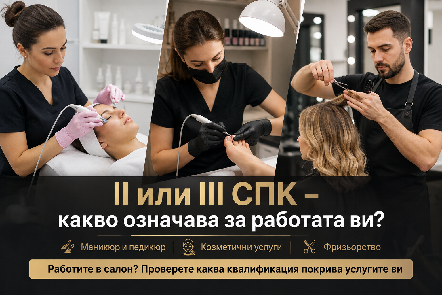 Професионална квалификация за работа в салон – II и III СПК за козметици, маникюристи и фризьори